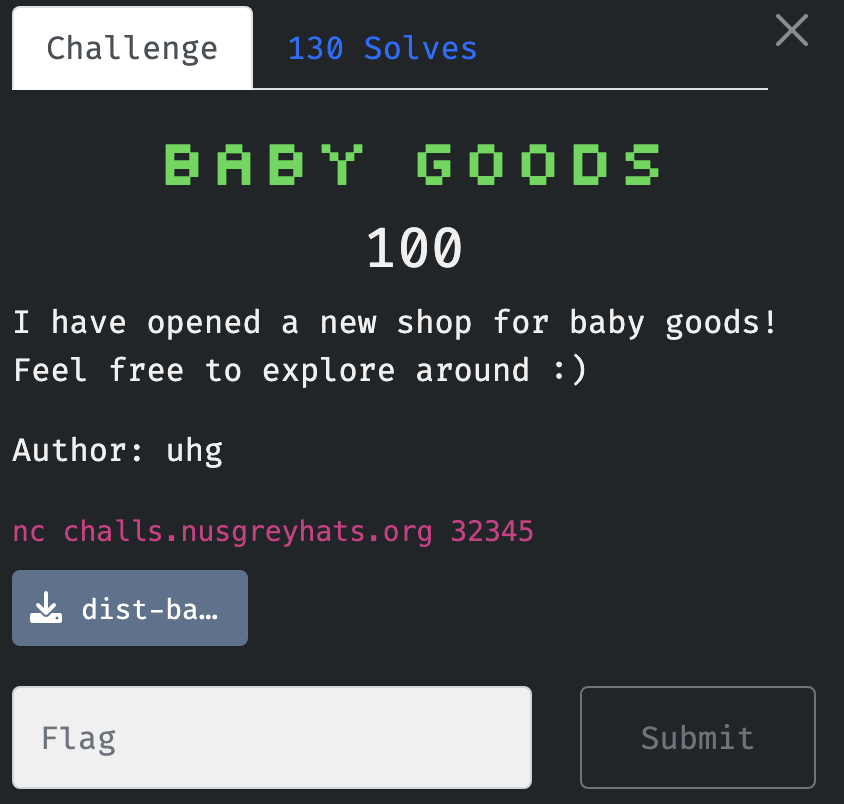 Baby Goods Challenge